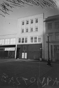 a black and white photo of an old building